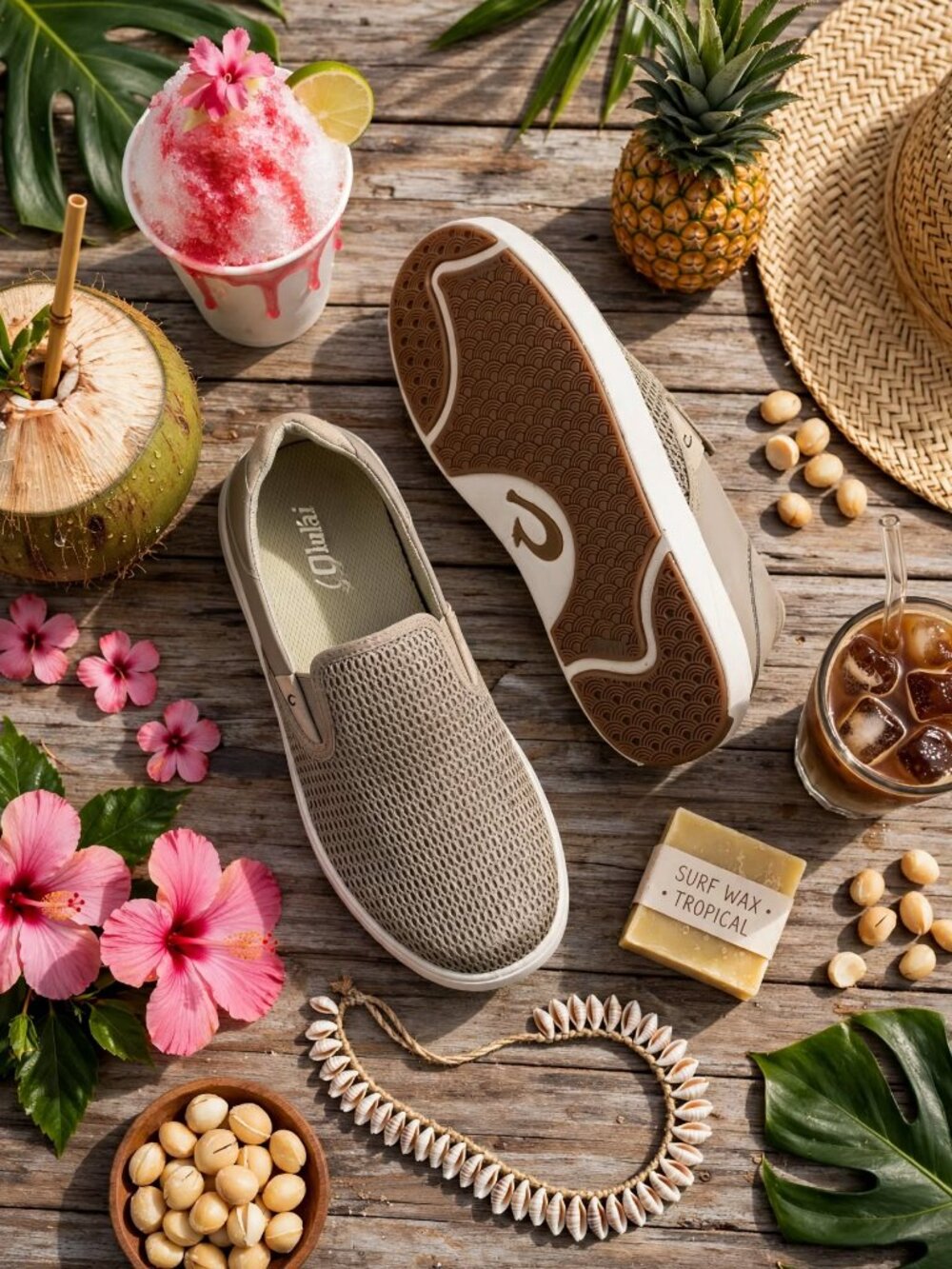 OluKai Lae‘ahi Breathable Slip-On Shoes Sneakers Men's Size 9.5 $120 in Clay